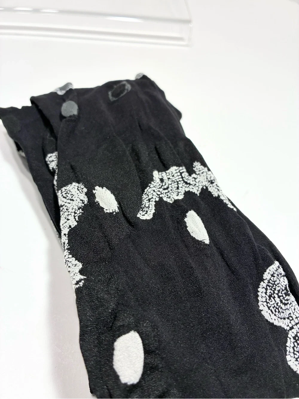 Berthe France Polka Dot Swirl Opaque Tights Black White Gray Size 3/4 (M/L)